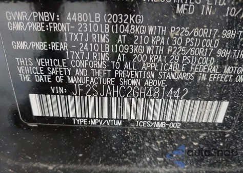 2016 Subaru Forester 2.5I Limited from USA, damaged, VIN JF2SJAHC2GH481442